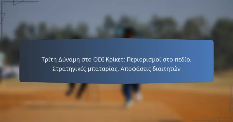 Τρίτη Δύναμη στο ODI Κρίκετ: Περιορισμοί στο πεδίο, Στρατηγικές μπαταρίας, Αποφάσεις διαιτητών